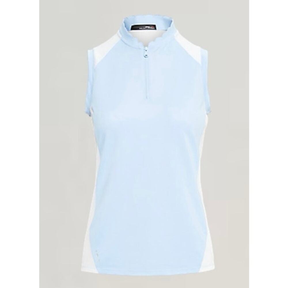 NWT Ralph Lauren RLX Golf Air Tech Pique-sl Mesh Mix Polo Baby Blue White Size L